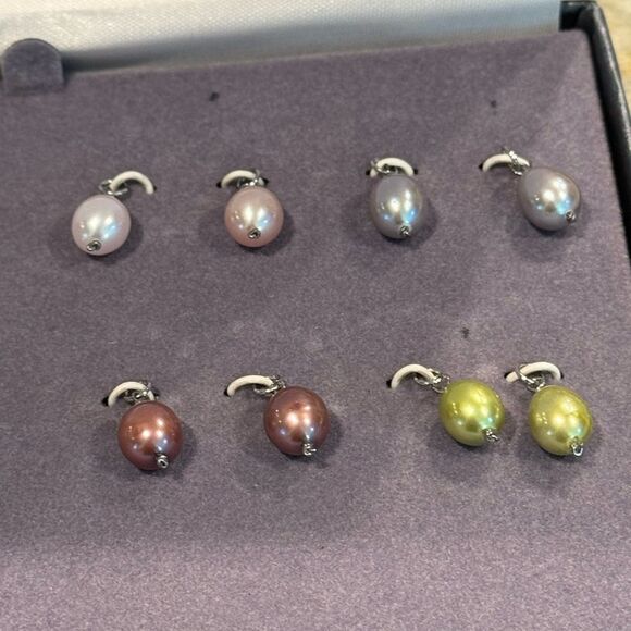 Fresh water pearls Interchangeable Sterling Silver Pearl Earrings Set - Picture 2 of 11